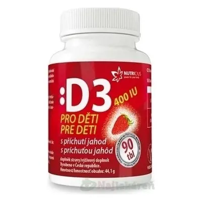 NUTRICIUS Vitamina D3 pentru copii 400 UI 1×90 buc, vitamine