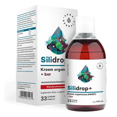 Aura Herbals Silidrop+, siliciu organic (MMST) + bor, 500 ml