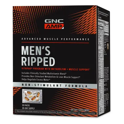 Gnc Amp Men's Ripped Vitapak Complex De Multivitamine Pentru Barbati- Non Stimulant, 30 Pachetel