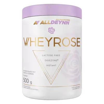 Allnutrition Alldeynn WheyRose, aromă de alune de ciocolată cu bucăți de cookie fără zahăr, 500 