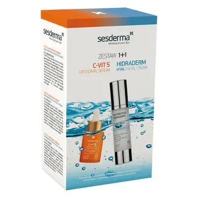 Set Sesderma, Hidaderm Hyal, gel-cremă de față, 50 ml + C-Vit 5, ser lipozomic, 30 ml