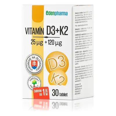 EDENPharma VITAMIN D3 + K2 1×30 tbl, supliment alimentar