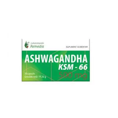 Ashwagandha KSM-66, 500 mg, 30 caps, Remedia