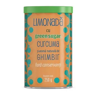 Limonada cu curcuma si aroma de ghimbir Green Sugar, 250 g, Laboratoarele Remedia