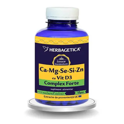 Ca+Mg+Se+Si+Zn Organice cu Vitamina D3, 120 capsule, Herbagetica