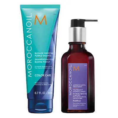 Pachet Sampon Blonde + Ulei Tratament Purple, 250 ml + 100 ml, Moroccanoil