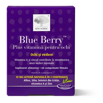 Blue Berry plus vitamină pentru ochi, 60 comprimate filmate, New Nordic