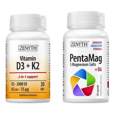 Pachet PentaMag 30 caps + Vitamin D3 + K2 Forte 30 caps Zenyth