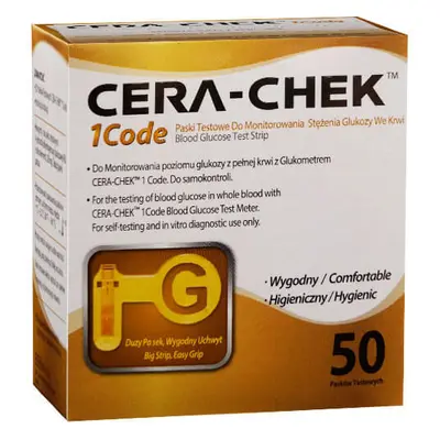 Cera-Chek 1 Code, benzi de testare pentru monitorizarea glicemiei, 50 unități