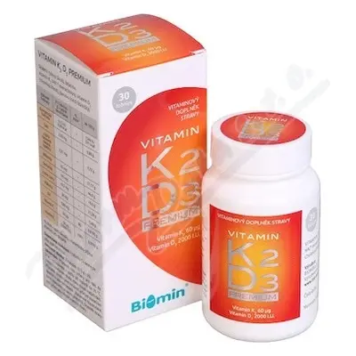 Biomin VITAMINA K2 D3 PREMIUM 2000 U.I. 1x30 cps, supliment alimentar