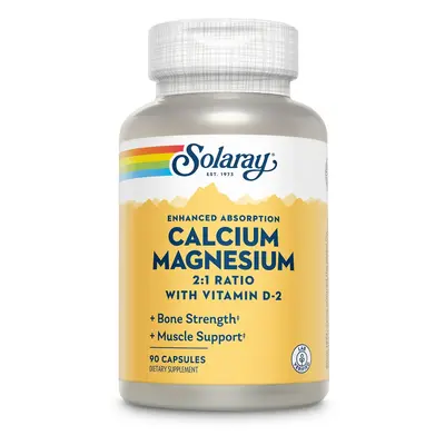 Calciu, Magneziu și Vitamina D Solaray, 90 capsule, Secom