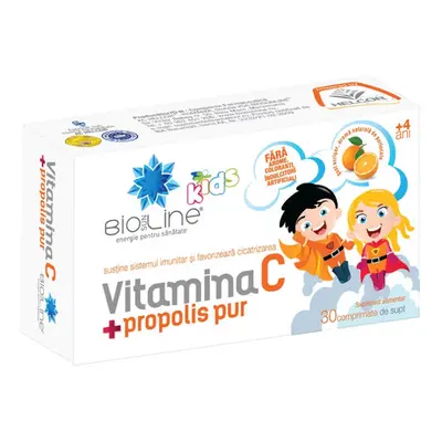 Vitamina C cu propolis pentru copii, 30 comprimate, Helcor