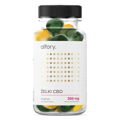 Aifory CBD Gummies 300 mg, boabe de jeleu, aromă de lămâie-măr, 30 bucăți