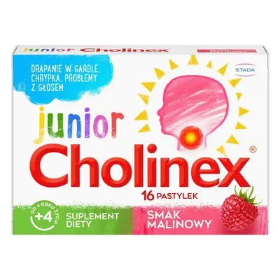 Cholinex Junior, pentru copii de la vârsta de 4 ani, aromă de zmeură, 16 pastile