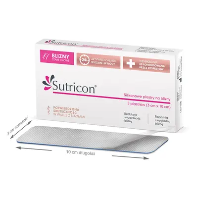 Sutricon, plasturi de silicon pentru cicatrici 3 cm x 10 cm, 5 bucăți