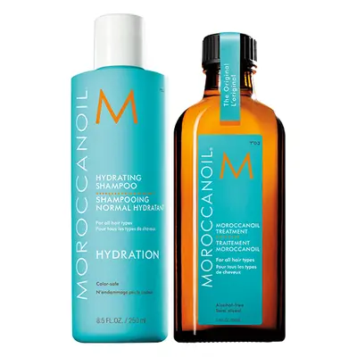 Pachet Sampon Hidratant + Ulei Tratament Original, 250 ml + 100 ml, Moroccanoil