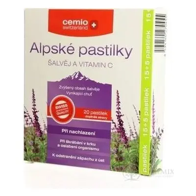 Cemio Alpine pastile SALVIA ȘI VITAMINA C 1×20 tbl, pastile pentru răceli