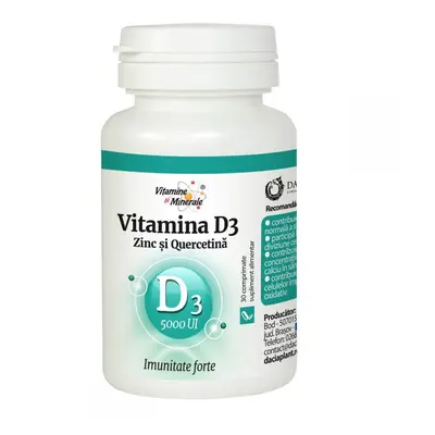 Vitamina D3 (5000UI) Zinc si Quercetina, 30 comprimate, Dacia Plant