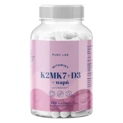 Pure Lab Vitamine K2MK7 + D3 + Calciu, 130 capsule vegetariene