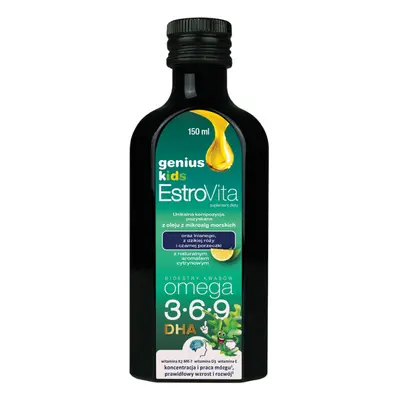 EstroVita Genius Kids, Esteri de acizi grași Omega 3-6-9, aromă de lămâie, 150 ml