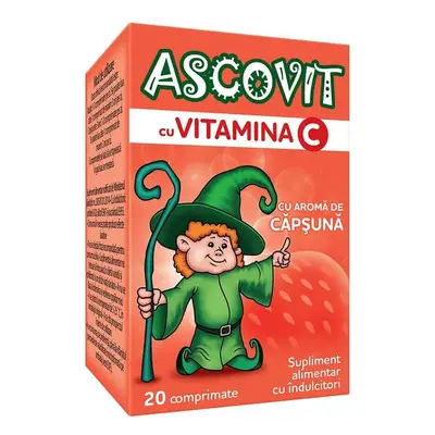 Ascovit cu Vitamina C aroma de capsuni, 20 comprimate, Omega Pharm