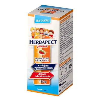 Herbapect Junior, sirop pentru copii începând cu vârsta de 1 an, aromă de zmeură, 110 g