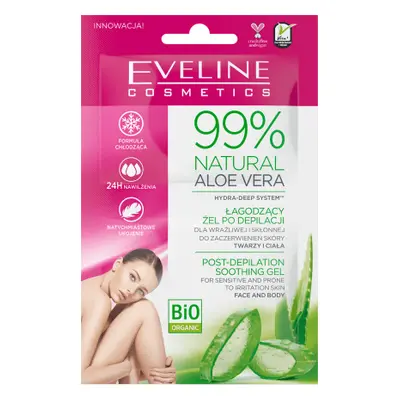 Eveline Cosmetics Gel calmant post-depilare cu 99% aloe vera naturală, 10 ml