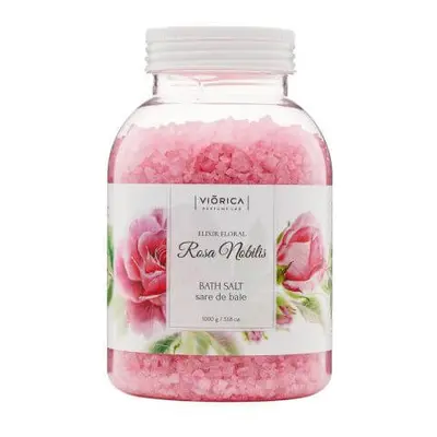 Sare de baie cu ulei esentia de trandafir Elixir Floral Rosa Nobilis, 1000 g, Viorica