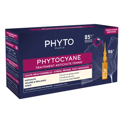 Phyto Phytocyane, tratament împotriva căderii părului pentru femei, fiole reactive, 12 unități