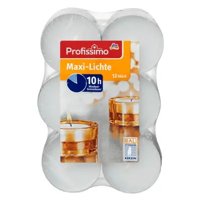 Profissimo Lumânări pastilă maxi, timp de ardere 10H, 12 buc