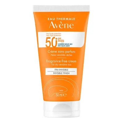 Avene Sun, cremă de protecție pentru față, fără parfum, piele uscată și sensibilă, SPF 50+, 50 m