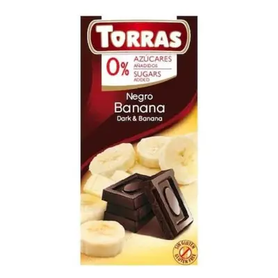 Ciocolata neagra cu banana fara zahar si fara gluten 75g