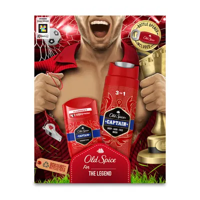 Set Old Spice Footballer, deodorant stick, Captain, 50 ml + gel de duș 3 în 1, Captain, 250 ml +