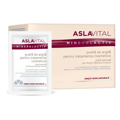 Pudra de argila pentru tratamente cosmetice Aslavital Mineralactiv, 10 plicuri x 20 g, Farmec