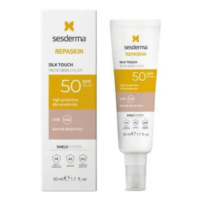 Crema de fata colorata cu protectie solara SPF50 Silk Touch Color Repaskin, 50 ml, Sesderma