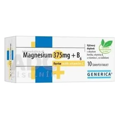 GENERICA Magneziu 375 mg + B6 forte cu vitamina C 1×10 tbl, supliment alimentar