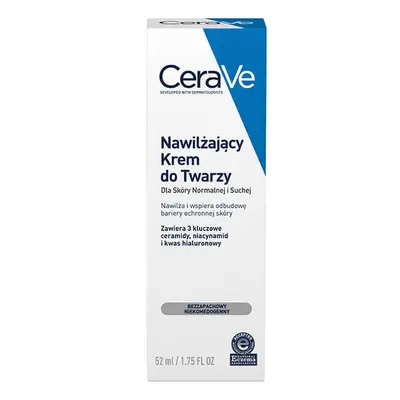 CeraVe, cremă hidratantă cu ceramide pentru față, piele normală și uscată, 52 ml