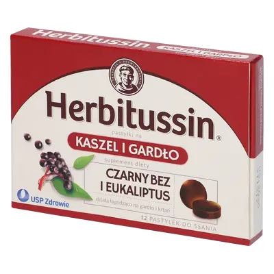 Herbitussin Tuse și gât, soc și eucalipt, 12 pastile