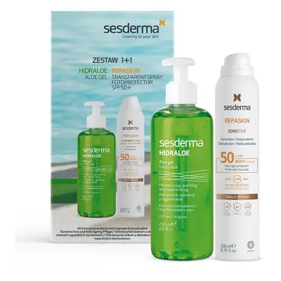 Set Sesderma Hidraloe, gel de corp, aloe vera, 250 ml + Repaskin, spray de protecție solară pent