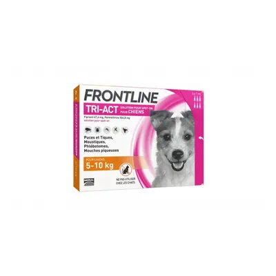 Frontline Tri-act S spot on pentru caini 5-10 kg - 3 pipete antiparazitare