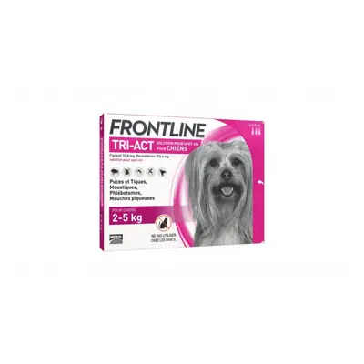 Frontline Tri-act XS spot on pentru caini 2-5 kg - 3 pipete antiparazitare