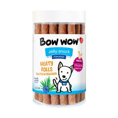 Recompense delicioase pentru caini Bow Wow natural sticks, Rulouri cu carne de pasare si colagen