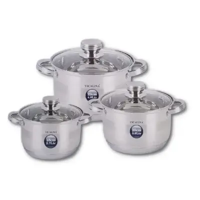 Set 3 Oale inox VL375 grele din Otel inoxidabil cu Capac