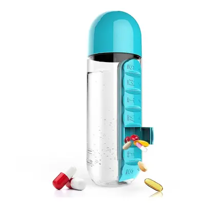 Sticla de apa Pill & Vitamin Water Bottle 600 ml cu distribuitor pentru medicamente